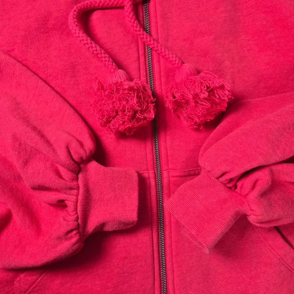 Cabi Deluxe Cropped Zip Up Hoodie Pom Pom Drawstrings Balloon Sleeve Size S 5657 - Picture 8 of 10